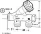 Heizungsventil von IMI Hydronic Engineering mit seitlichem Anschluss, dargestellt mit Maßangaben und technischen Details.